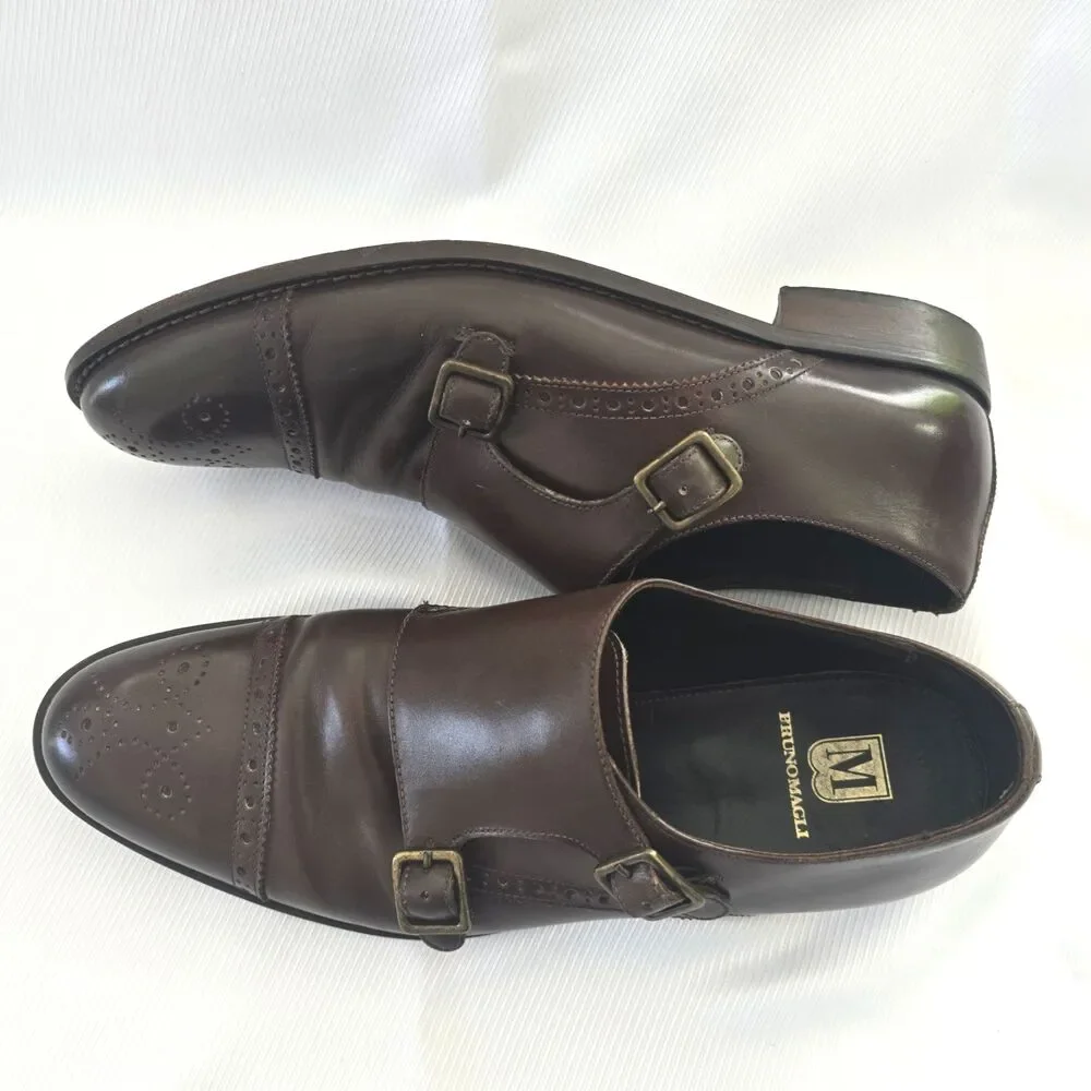 👞 Bruno Magli Alfanzo Shoes – Men's 11M – Dark Brown Monk Strap – Italy Leather